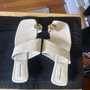 Vegan Leather Square Toe Slides, size 8